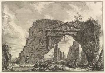 Pozůstatky kryté portikus nebo kryptoportiucus, ve vile Domitian, pět mil..., ca. 1766.