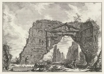 Sette Bassi buiten Řím Pozůstatky kryté portikus nebo kryptoportikus ve vile Domitian pět mil od Říma na Via di Franscati (název na objektu) Gezichten op Rome (název série) Pohledy na Řím navrhl a vyryl Giambattista Pira