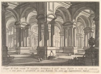 Schodiště zdobí velkolepá architektura. . . Skupina schodů zdobená magnif ..., ca. 1750.
