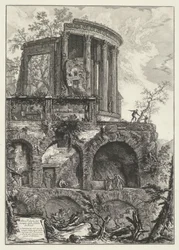 Tempel van Vesta te Tivoli Další pohled na Sibylský chrám v Tivoli (název na objektu) Gezichten op Rome (název série) Pohledy na Řím navržený a vyrytý architektem Giambattista Piranesi Ve (nez) iano (název série)