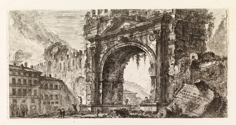 Augustův oblouk v Rimini, ze série Alcune vedute di Archi Trionfali, ed altri monumenti