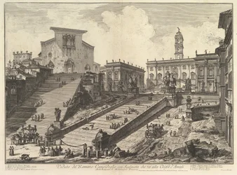Kapitol a schody S. Maria in Aracoeli Pohled na římské Camipidoglio s ..., ca. 1775.