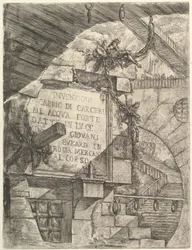 Titulní strana, z Carceri dinvenzione imaginární věznice, ca. 1749-50.