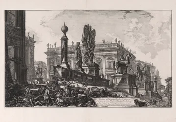 Pohled na Campidoglio ze strany, z Vedute di Roma (Pohledy na Řím)