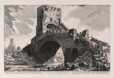 Veduta del Ponte Salario (Pohled na most Salario), z Vedute di Roma (Pohledy na Řím)
