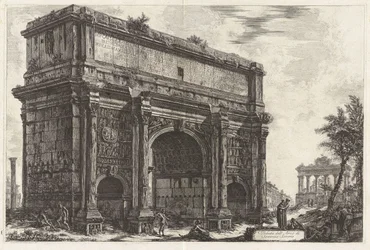 Pohled na oblouk Septimia Severa, z Vedute di Roma