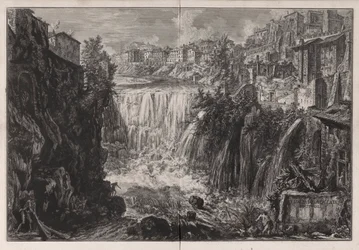Veduta della Cascata di Tivoli (Pohled na vodopád Tivoli), z Vedute di Roma (Pohledy na Řím)
