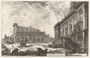 Pohled na náměstí Piazza del Campidoglio, z Vedute di Roma (Pohledy na Řím)