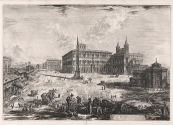 Pohled na náměstí a bazilika San Giovanni in Laterano (Pohled na náměstí a bazilika San Giovanni in Laterano), z Vedute di Roma (Pohledy na Řím)