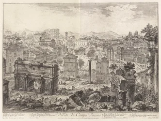 Veduta di Campo Vaccino (Pohled na Campo Vaccino [Forum Romanum, z Kapitolu]), z Vedute di Roma (Pohledy na Řím)