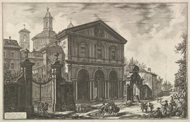 Pohled na baziliku San Sebastiano mimo hradby [St. Sebastian mimo zeď ..., ca. 1750.