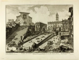 Pohled na Capitoline Hill se schody ke kostelu S. Maria v Aracoeli, z Views of Rome