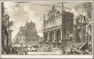 Pohled na fontánu Acqua Felice, z Views of Rome