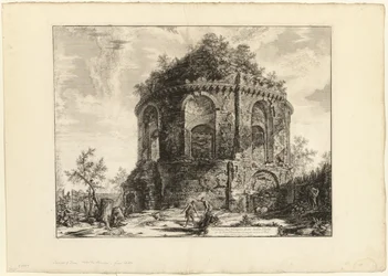Pohled na tzv. Tempio della Tosse (chrám kašle) na Via Tiburtina míli od Tivoli, z Views of Rome