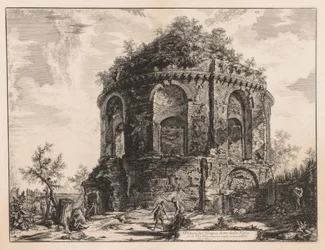 Pohledy na Řím: Takzvané Tempio della Tosse, poblíž Tivoli, 1763.