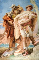 Detail Rinalda, od Rinalda opouštějícího Armidu, z jeruzalémského pokoje Dodáno v Palazzině, 1757
