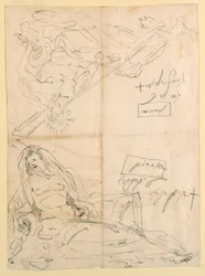 Kresba, Dva náčrty říčních bohů, asi 1750