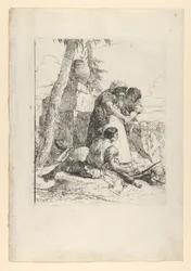 Kouzelník ukazuje na hořící hlavu dvěma mladíkům ze Scherzi, ca. 1743-50.