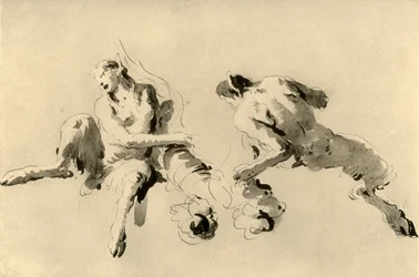 Mužský a ženský faun s roh hojnosti, polovina 18. století, 1928