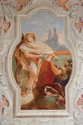 Rinaldo se stydí za svou minulost, z Jeruzalémského pokoje doručeno v Palazzině, 1757