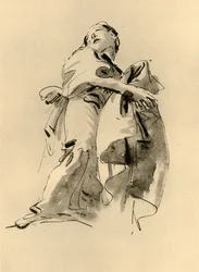 Žena se sklání doprava, ale dívá se nahoru, polovina 18. století, 1928