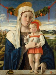 Madonna a dítě, kolem roku 1470 (tempera, olej a zlato na dřevě)