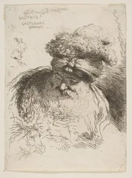 Hlava starého vousatého muže s turbanem, ze série Malé hlavy v Orie..., ca. 1645-1650.