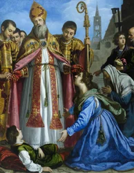 Svatý Zenobius oživuje mrtvého chlapce, pravděpodobně kolem roku 1610-20 (olej na plátně)