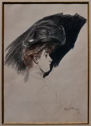 Elegant Profile, cca 1880 (uhl na papíře)