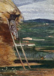 Kupka sena, rolník na žebříku