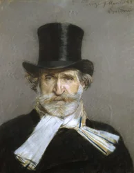 Portrét Giuseppe Verdiho, 80. léta 19. století (pastel na papíře)