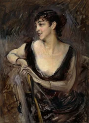 Hraběnka De Rasty sedící od Giovanniho Boldiniho (1842-1931), olej na plátně, cca 1879