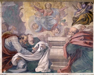 Italia, Lombardia, Pavia, Pavia Charterhouse (Certosa), Tarinat Jeesuksesta ja Mariasta, freskoyksityiskohta