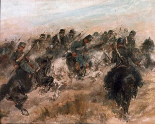 Italské tažení roku 1859: „Útok piemontské jízdy“. (1825-1908). Řím, Galleria Nazionale d