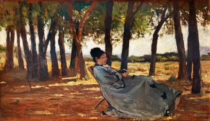 Madam Martelli Castiglioncello, cca 1867, Giovanni Fattori (1825-1908), olej na desce, 20x33 cm