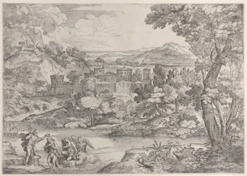 Křest Krista vlevo dole, v krajině, 1626-80., 1626-80.