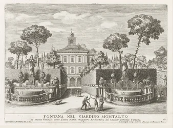 Kašny v zahradách Villy Montalto Negroni v Římě - Fontana nel giardino Montalto (...) (název na objektu) - Le fontane ne palazzi e ne giardini di Roma (název série) - Kašny v římských palácích a zahradách (název série)