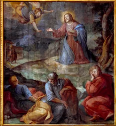 Modlitba v zahradě olivovníků Freska od Giovanniho Balducciho řekl il Cosci (1560-1603) 1594-1600 Řím, Santa Prassede, Itálie