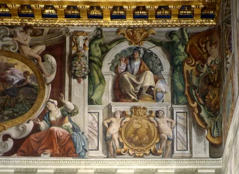 Detail z fresky palácového sálu, palác Quirinal, Řím