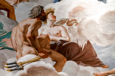 Neptun a Ceres. Detail "rady bohů" 1624-1625. freska