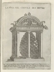 De Pigna te Vaticaanstand La Pina v Cortile di S. Pietro (titul na objektu) Moderne en antieke monumenten en bouwwerken v Římě (název série) Ozdoby starověkých a moderních budov města alma v Římě (název série)