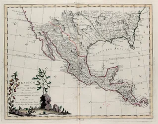 Mexiko nebo Nové Španělsko obsahující Nové Mexiko, Kalifornie s částí přilehlých zemí, od Toma IV z Nového Atlasu, vyryl G. Zuliani, 1785