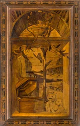 Lignaean Canonical Choir, intarzie Giovanni Maria Platina 1484, Superior Stall