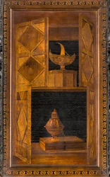 Lignaean Canonical Choir, intarzie Giovanni Maria Platina 1484, Superior Stall