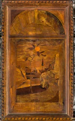 Lignaean Canonical Choir, intarzie Giovanni Maria Platina 1484, Superior Stall