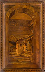 Lignaean Canonical Choir, intarzie Giovanni Maria Platina 1484, Superior Stall