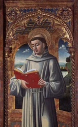Narození Páně a svatí, detail (Malba