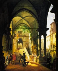 Ludvík XI. na zámku Barolo od Giovanni Migliary (1785-1837)