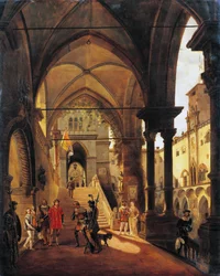 Ludvík XI. na zámku Barolo, Giovanni Migliara (1785-1837), olej na plátně, 80x65 cm