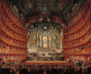Koncert pořádaný kardinálem de La Rochefoucauld v divadle Argentina v Římě u příležitosti sňatku Ludvíka, dauphina (1729-65), syna Ludvíka XV., s Marií Josefou Saskou (1731-67), 1747